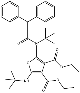 3,4-Furandicarboxylic  acid,  2-[(1,1-dimethylethyl)amino]-5-[(1,1-dimethylethyl)(diphenylacetyl)amino]-,  diethyl  ester  (9CI) 结构式