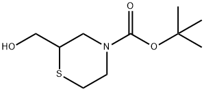 2-(羟甲基)硫代吗啉-4-羧酸叔丁酯 结构式