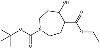六氢-5-羟基-1H-氮杂卓-1,4-二羧酸 1-叔丁酯 4-乙酯 结构式