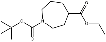 1-叔丁氧羰基-氮杂环庚烷-4-羧酸乙酯 结构式