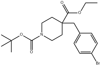 N-BOC-4-(4-溴苄基)哌啶-4-羧酸乙酯 结构式