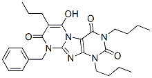 Pyrimido[2,1-f]purine-2,4,8(1H,3H,9H)-trione,  1,3-dibutyl-6-hydroxy-9-(phenylmethyl)-7-propyl- 结构式