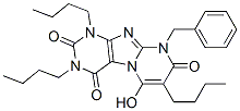 Pyrimido[2,1-f]purine-2,4,8(1H,3H,9H)-trione,  1,3,7-tributyl-6-hydroxy-9-(phenylmethyl)- 结构式