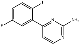 4-METHYL-6-(2-IODO-5-FLUOROPHENYL)PYRIMIDIN-2-AMINE 结构式