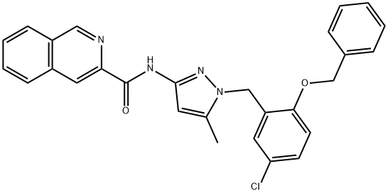 3-Isoquinolinecarboxamide,  N-[1-[[5-chloro-2-(phenylmethoxy)phenyl]methyl]-5-methyl-1H-pyrazol-3-yl]- 结构式