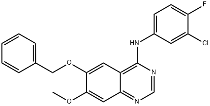 N-(3-氯-4-氟苯基)-7-甲氧基-6-苄氧基喹唑啉-4-胺 结构式