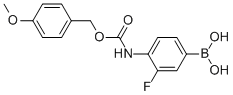 3-氟-4-((4-甲氧基苄氧基)氨甲酰基)苯基硼酸 结构式