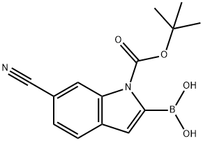 1-BOC-6-氰基吲哚-2-硼酸 结构式