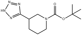 3-(1H-Tetrazol-5-yl)-1-piperidinecarboxylic acid  1,1<br>-dimethylethyl ester 结构式