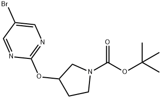 3-(5-溴嘧啶-2-氧基)吡咯烷-1-甲酸叔丁酯 结构式