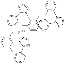 三[1-(2,6-二甲基苯基)-2-苯基-1H-咪唑]合铱(III) 结构式