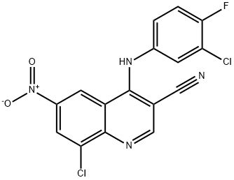 8-氯-4 - ((3-氯-4-氟苯基)氨基)-6-硝基喹啉-3-甲腈 结构式