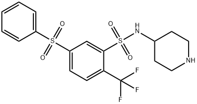 5-(苯磺酰基)-N-(哌啶-4-基)-2-(三氟甲基)苯磺酰胺 结构式