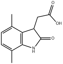 2-(4,7-二甲基-2-氧代吲哚-3-基)乙酸 结构式