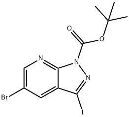 1-BOC-5-溴-3-碘-1H-吡唑并[3,4-B]吡啶 结构式