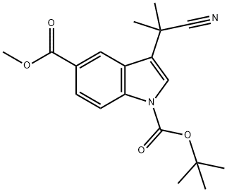 1H-Indole-1,5-dicarboxylic acid, 3-(1-cyano-1-methylethyl)-, 1-(1,1-dimethylethyl) 5-methyl ester 结构式