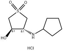 trans-4-Cyclopentylamino-1,1-dioxo-tetrahydrothiophen-3-ol hydrochloride 结构式