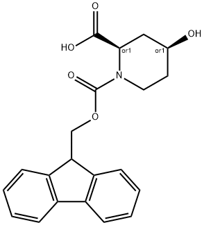 (2R,4S)-FMOC-4-羟基哌啶-2-羧酸 结构式