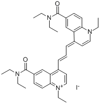 6-[(DIETHYLAMINO)CARBONYL]-4-((E)-3-[6-[(DIETHYLAMINO)CARBONYL]-1-ETHYL-4(1H)-QUINOLINYLIDENE]-1-PROPENYL)-1-ETHYLQUINOLINIUM IODIDE 结构式