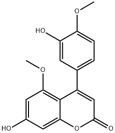 4-(3-Hydroxy-4-methoxyphenyl)-5-methoxy-7-hydroxy-2H-1-benzopyran-2-one 结构式