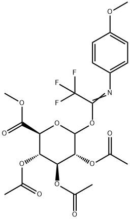 Methyl 2,3,4-Triacetyl-D-glucopyranosiduronyl 1-(N-4-Metoxyphenyl)-2,2,2-trifluoroacetimidate 结构式