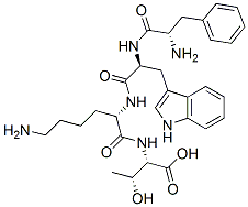 (2S,3R)-2-[[(2S)-6-amino-2-[[(2S)-2-[[(2S)-2-amino-3-phenyl-propanoyl] amino]-3-(1H-indol-3-yl)propanoyl]amino]hexanoyl]amino]-3-hydroxy-buta noic acid 结构式