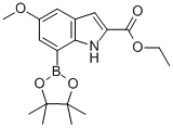 1H-INDOLE-2-CARBOXYLIC ACID, 5-METHOXY-7-(4,4,5,5-TETRAMETHYL-1,3,2-DIOXABOROLAN-2-YL)-, ETHYL ESTER 结构式