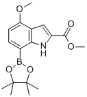 METHYL 4-METHOXY-7-(4,4,5,5-TETRAMETHYL-1,3,2-DIOXABOROLAN-2-YL)-1H-INDOLE-2-CARBOXYLATE 结构式