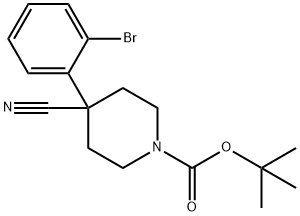 4-(2-溴苯基)-4-氰基哌啶-1-羧酸叔丁酯 结构式