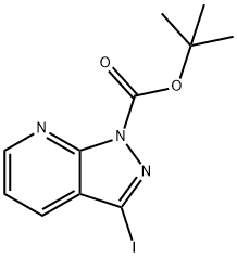 叔-丁基 3-碘-1H-吡唑并[3,4-B]吡啶-2-甲酸基酯 结构式