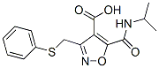 4-Isoxazolecarboxylic  acid,  5-[[(1-methylethyl)amino]carbonyl]-3-[(phenylthio)methyl]- 结构式