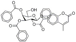 4-Methyl-7-[(2,3,4-tri-O-benzoyl-β-D-galactopyranosyl)oxy]-2H-1-benzopyran-2-one 结构式