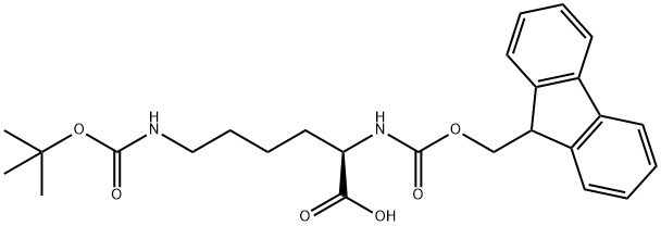 N-alpha-芴甲氧羰基-N-epsilon-叔丁氧羰基-D-赖氨酸 结构式