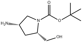 (2S,4S)-4-氨基-2-(羟甲基)-1-吡咯烷羧酸叔丁酯 结构式