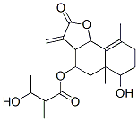 3-Hydroxy-2-methylenebutanoic acid 2,3,3a,4,5,5a,6,7,8,9b-decahydro-6-hydroxy-5a,9-dimethyl-3-methylene-2-oxonaphtho[1,2-b]furan-4-yl ester 结构式