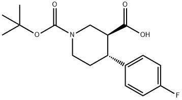 (3S,4R)-1-(叔丁氧基羰基)-4-(4-氟苯基)哌啶-3-羧酸 结构式