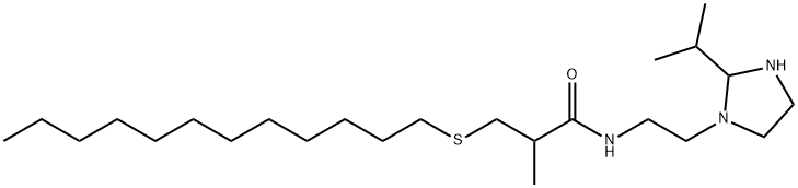 3-(十二烷硫基)-2-甲基-N-[2-[2-(1-甲基乙基)-1-咪唑烷基]乙基]-丙酰胺 结构式