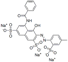 5-(Benzoylamino)-4-hydroxy-3-(4-methyl-2-sulfophenylazo)-2,7-naphthalenedisulfonic acid trisodium salt 结构式