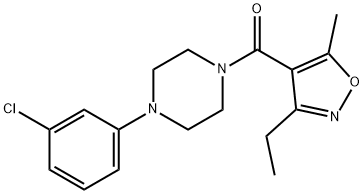 Methanone, [4-(3-chlorophenyl)-1-piperazinyl](3-ethyl-5-methyl-4-isoxazolyl)- 结构式