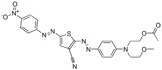 2-[p-[N-(2-Acetoxyethyl)-N-(2-methoxyethyl)amino]phenylazo]-5-(p-nitrophenylazo)-3-thiophenecarbonitrile 结构式