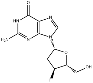 2',3'-二脱氧-3'-氟鸟苷 结构式