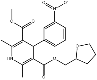 oxolan-2-ylmethyl methyl 2,6-dimethyl-4-(3-nitrophenyl)-1,4-dihydropyr idine-3,5-dicarboxylate 结构式
