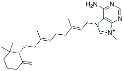 6-Amino-7-[(2E,6E)-3,7-dimethyl-9-(2,2-dimethyl-6-methylenecyclohexane-1β-yl)-2,6-nonadienyl]-9-methyl-9H-purine-7-ium 结构式