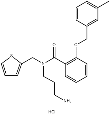 N-(3-AMINOPROPYL)-2-[(3-METHYLPHENYL)METHOXY]-N-(2-THIENYLMETHYL)BENZAMIDE HYDROCHLORIDE 结构式