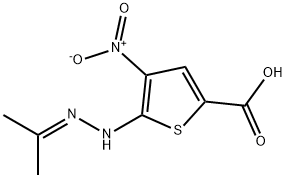2-Thiophenecarboxylic  acid,  5-(isopropylidenehydrazino)-4-nitro-  (7CI) 结构式