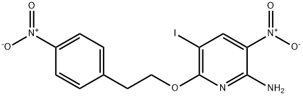 5-碘-3-硝基-6-[2-(4-硝基苯基)乙氧基]-2-吡啶甲胺 结构式
