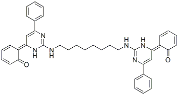 (6E)-6-[2-[8-[[4-(6-oxo-1-cyclohexa-2,4-dienylidene)-6-phenyl-3H-pyrim idin-2-yl]amino]octylamino]-6-phenyl-3H-pyrimidin-4-ylidene]cyclohexa- 2,4-dien-1-one 结构式