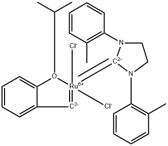 二氯[1,3-双(2-甲基苯基)-2-咪唑烷亚基](2-异丙氧基苯亚甲基)钌(II) 结构式