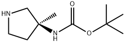 (S)-3-(N-BOC-氨基)-3-甲基-吡咯烷 结构式