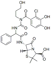 6-(2-(3-(2-chloro-3,4-dihydroxybenzoyl)-3-(3-hydroxypropyl)-1-ureido)-2-phenylacetamido)penicillanic acid 结构式